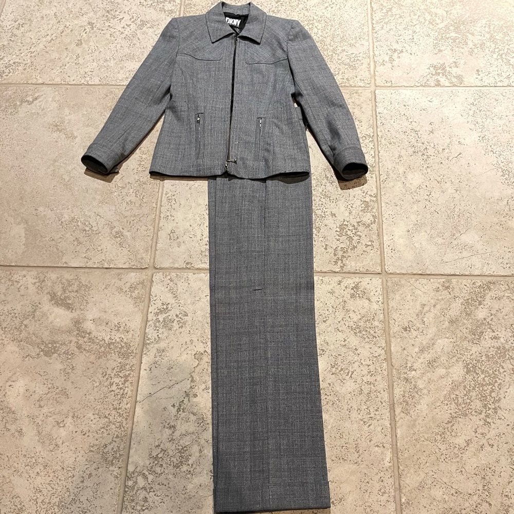 Black with blue plaid DKNY pant suit